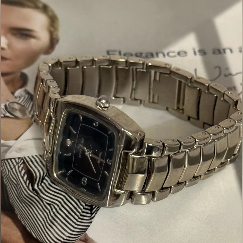 ANNE KLEIN Silver Stainless Steel Watch / Black Face dial